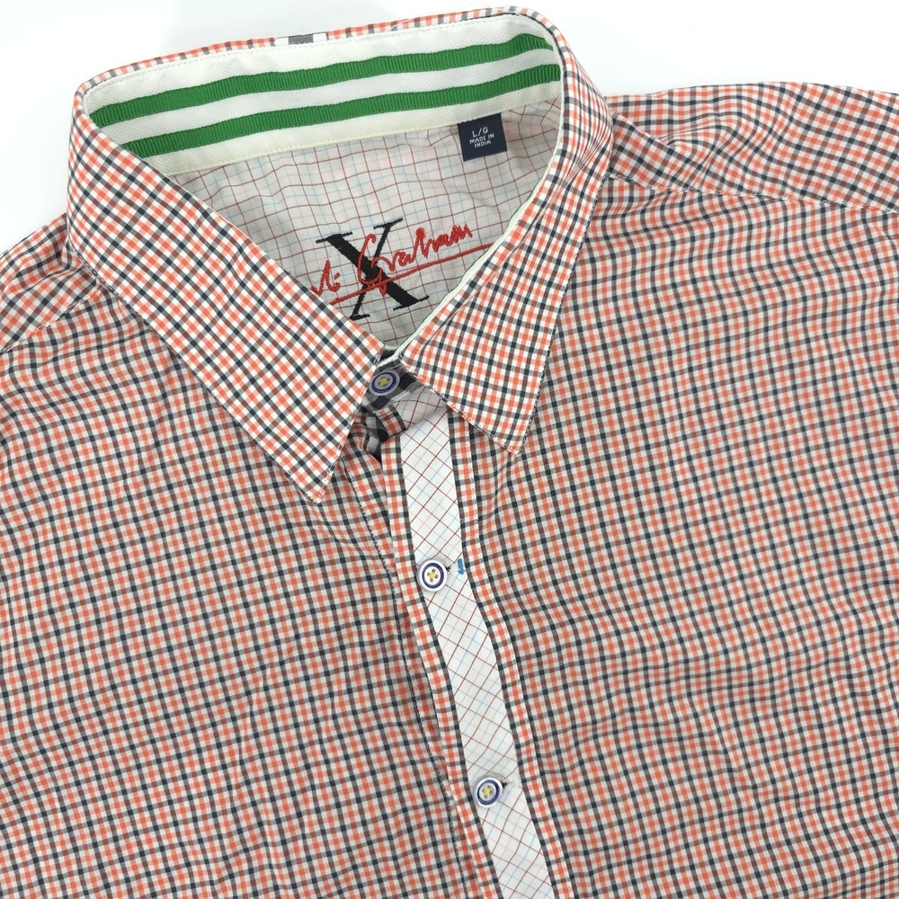 Robert Graham X  Shirt‎ Mens Large Plaid Check Button Front Long Sleeve